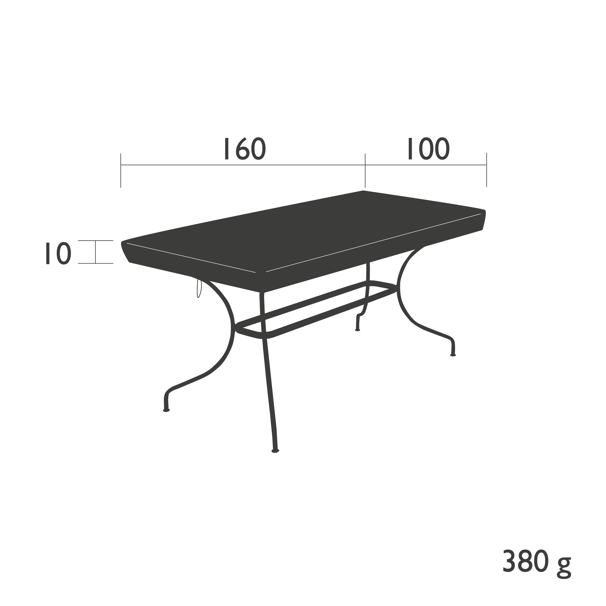 Housse de protection étanche pour table 160 x 100 cm gris Proloisirs