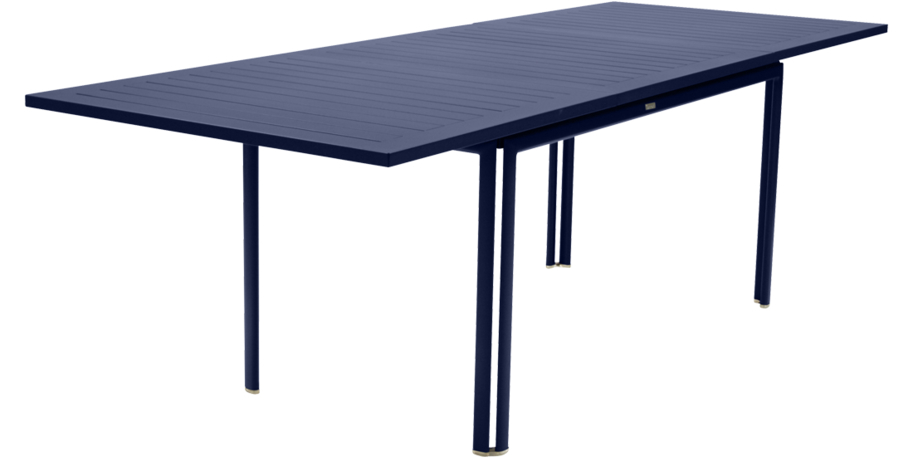 table de jardin, table metal rallonge, grande table de jardin, table metal bleu